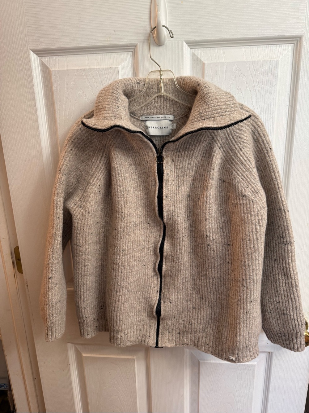 Peregrine Zip-Front Ribbed 100% Wool, made in England Cardigan XXL